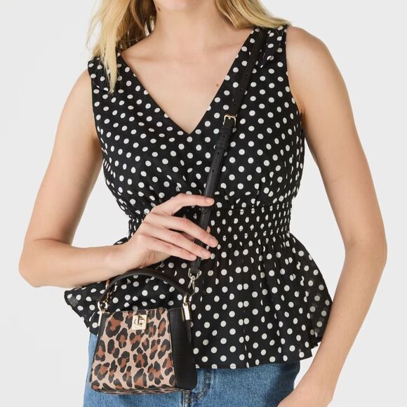 New Kate Spade Phoebe Spotted Leopard Mini Top Handle Crossbody Brown Multi - Picture 3 of 5